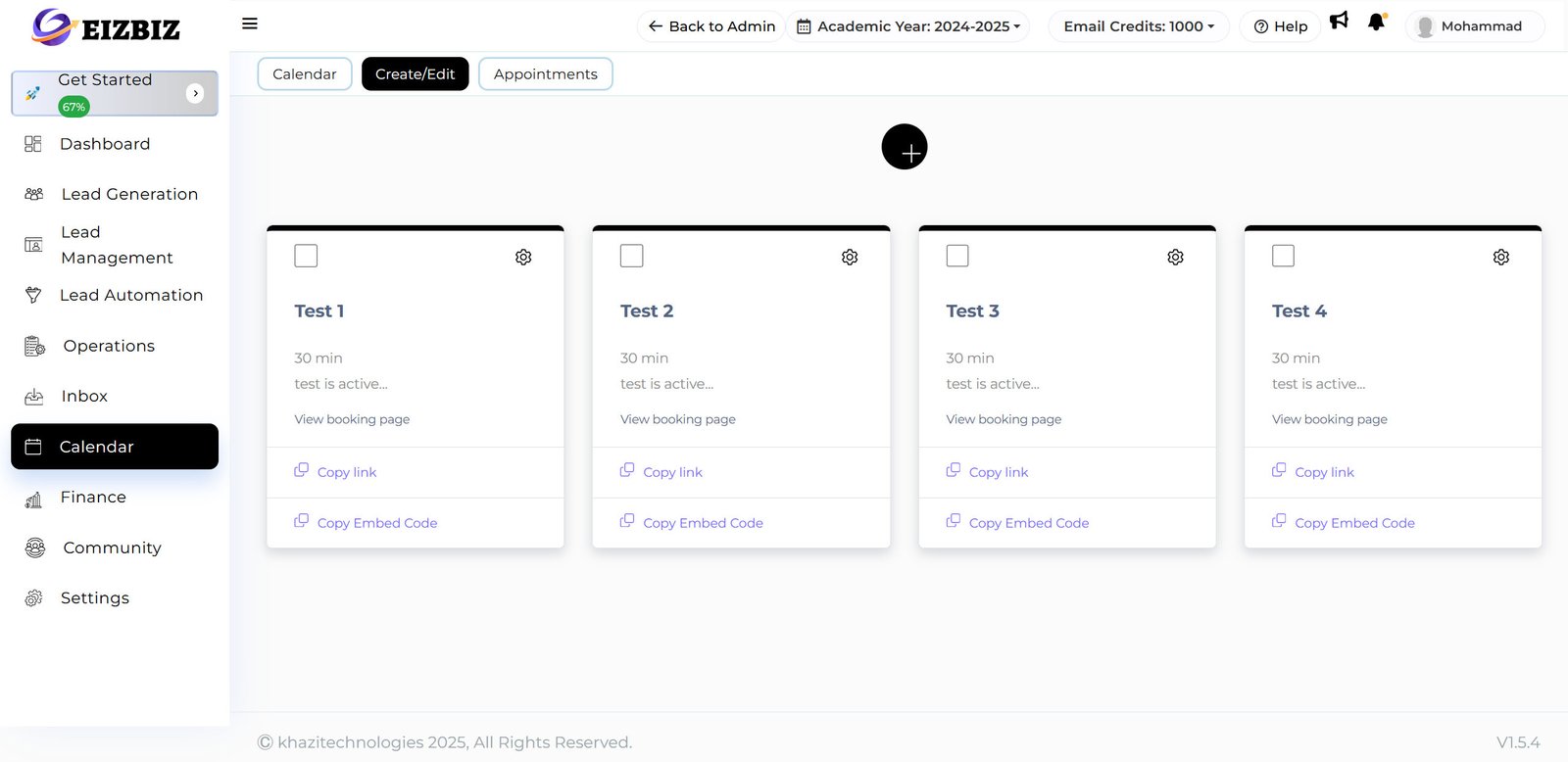 App Builder Saas -MAIN 30 calender eizbiz